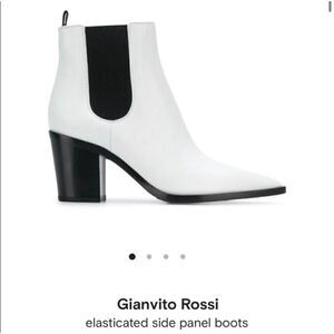 Gianvito Rossi Western Chelsea Booties White Leather Elasticated Side Panel Boot